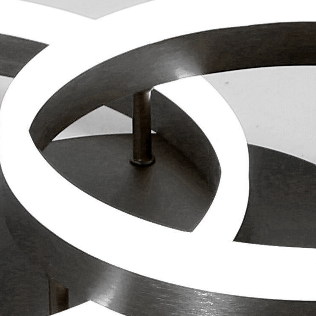 Close-up detail view of circular ceiling light showing curved LED ring construction