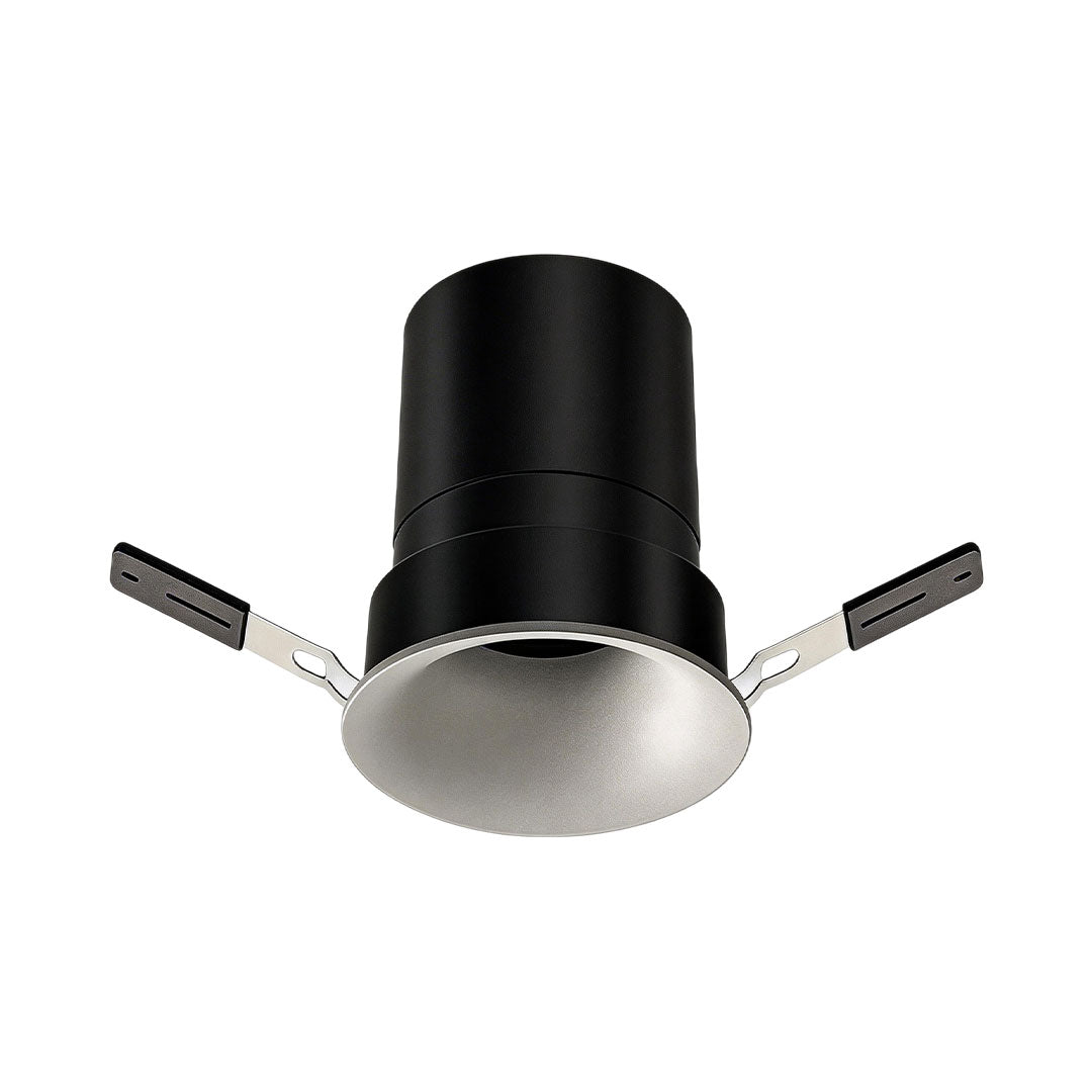 Another close-up view of a black LED spotlight showing a smooth, circular head design.