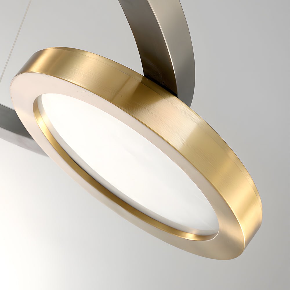 Circular LED Chandelier Multi - Ring Hanging Suspension Lights in Brass & Pearl Black Finish