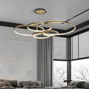 Circular Rings Three Step Dimming Brushed Gold Modern Ceiling Lights Fixture