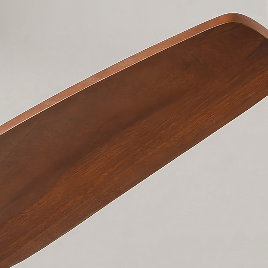 Classic wooden 3-blade ceiling fans with light blade close-up showing rich wood grain texture