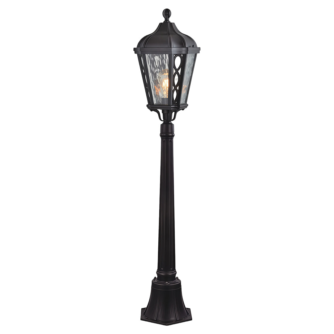 Classic black bollard light, elegant vintage-style outdoor lighting fixture