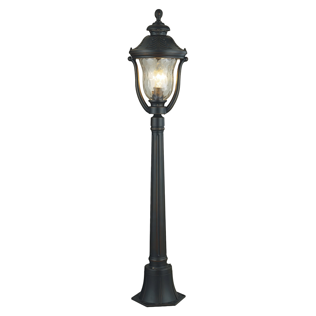 Classic black bollard post light, elegant vintage-style outdoor lighting fixture