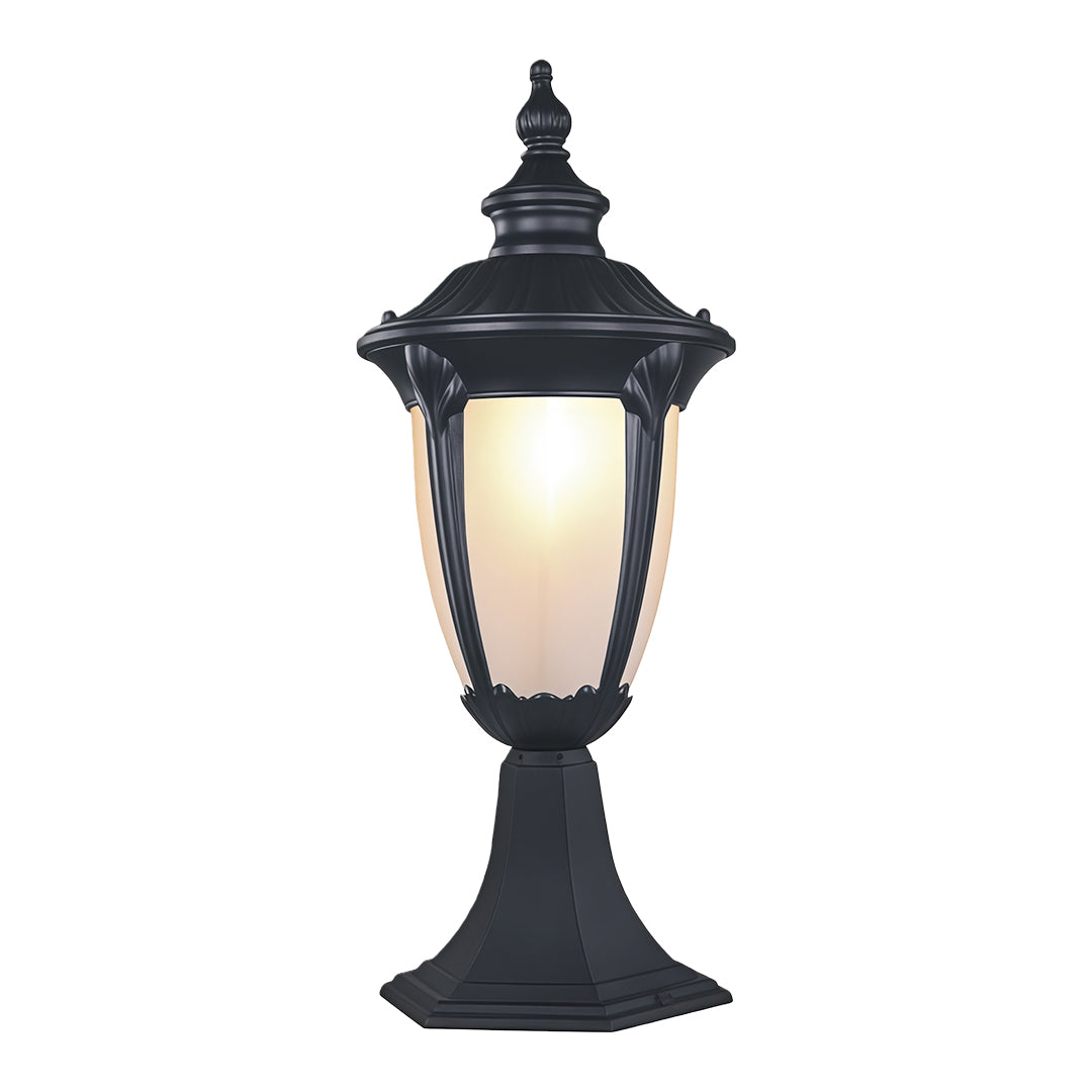 Classic black exterior pillar light, elegant vintage-style outdoor lighting fixture