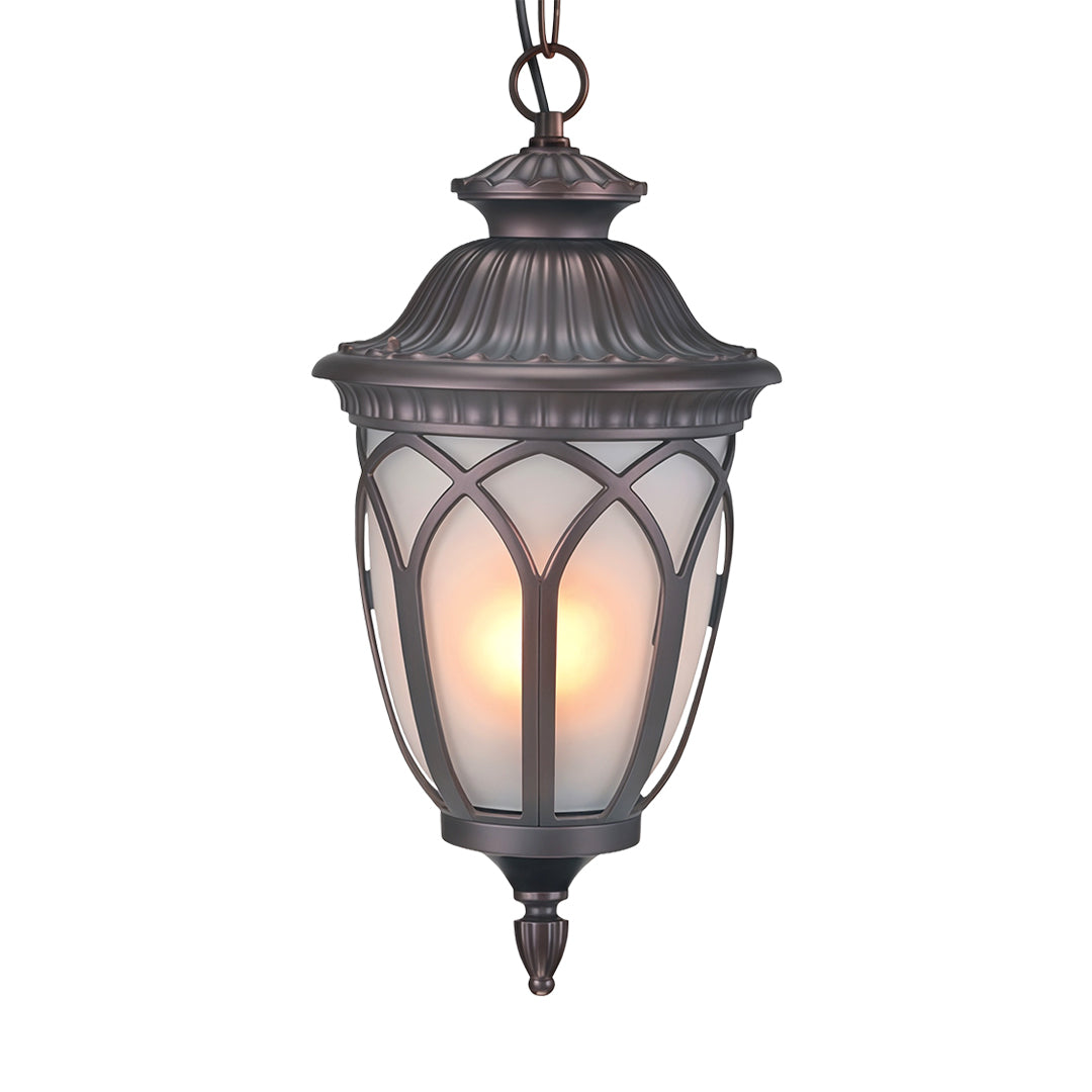 Classic black pendant outdoor light, elegant vintage-style exterior lighting fixture