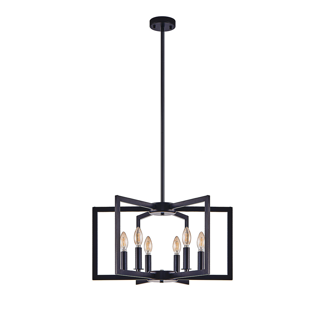 Luxury rectangular candle chandelier in brushed gold, perfect for kitchen island or dining room lighting.