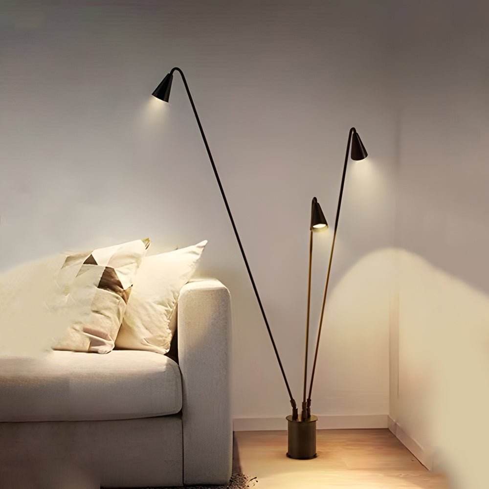 Classic Industrial Black Multi - Head LED Floor Lamp