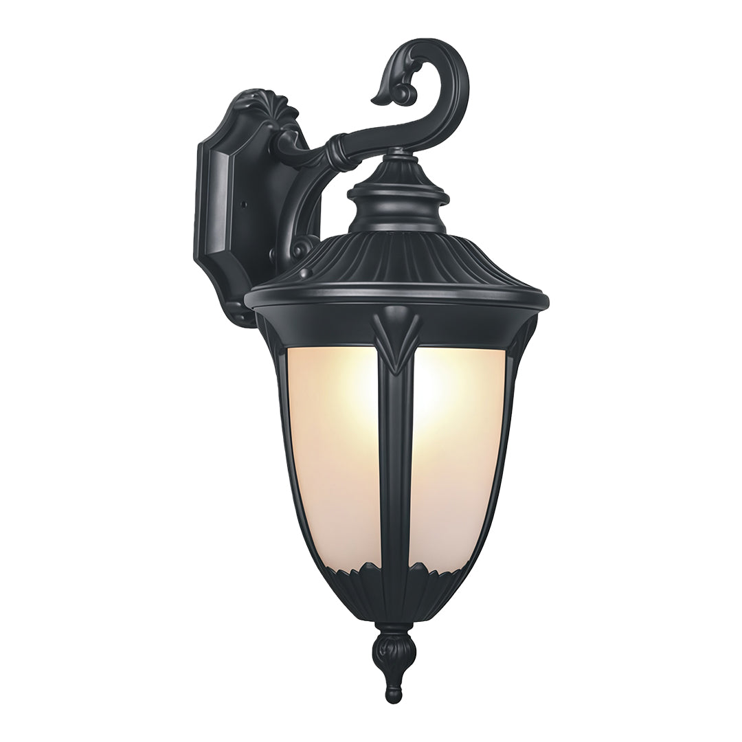 Classic outdoor black wall sconce, elegant vintage-style exterior lighting fixture