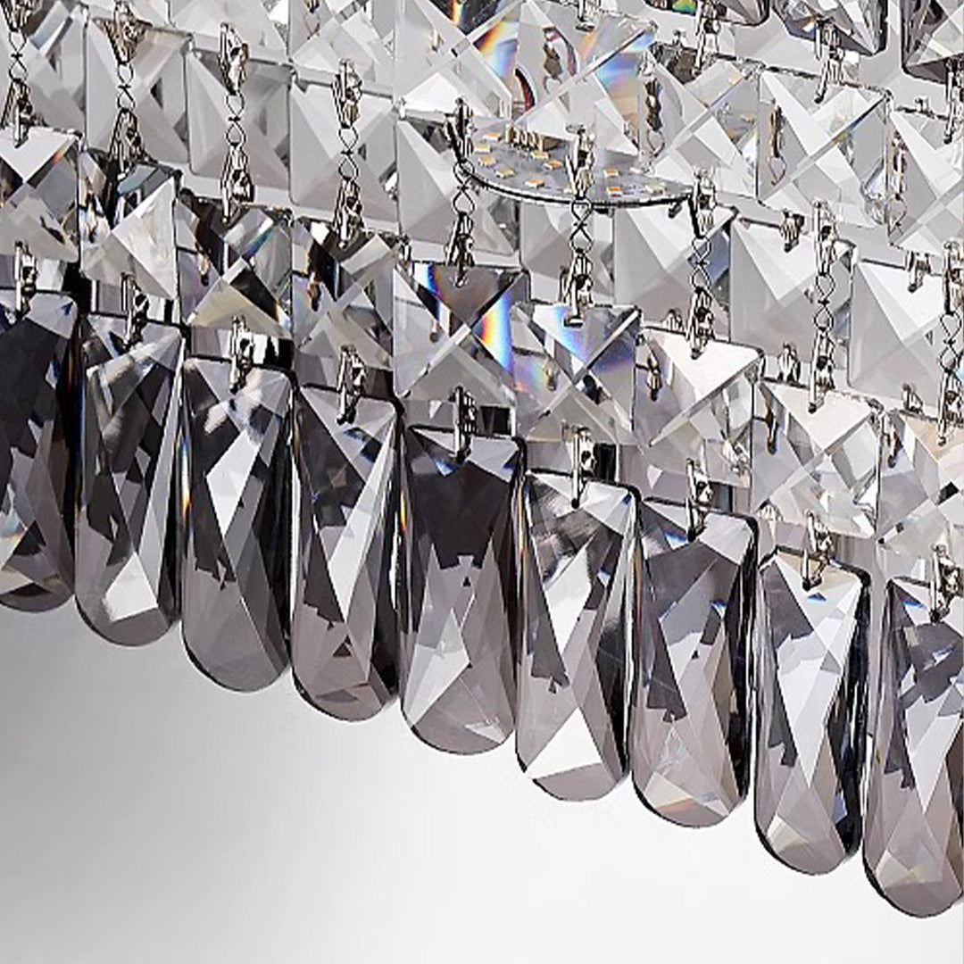 Clear crystal elements detail shot for high-end ceiling round led lights showing premium quality materials