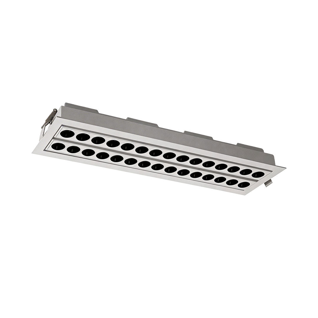 Close-up of led ceiling recessed spotlight housing showing precise construction and fit.