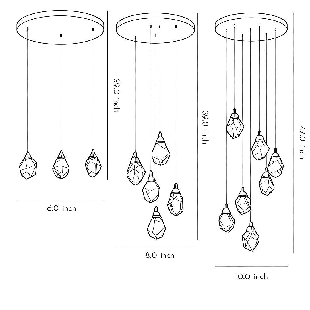 Close up of a luxury staircase chandelier, highlighting its detailed crystal and gold craftsmanship.