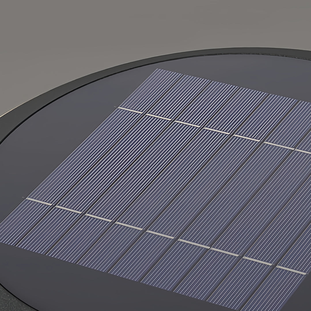 Close-up of solar column pillar lights showcasing the solar panel on top for energy-efficient outdoor lighting.