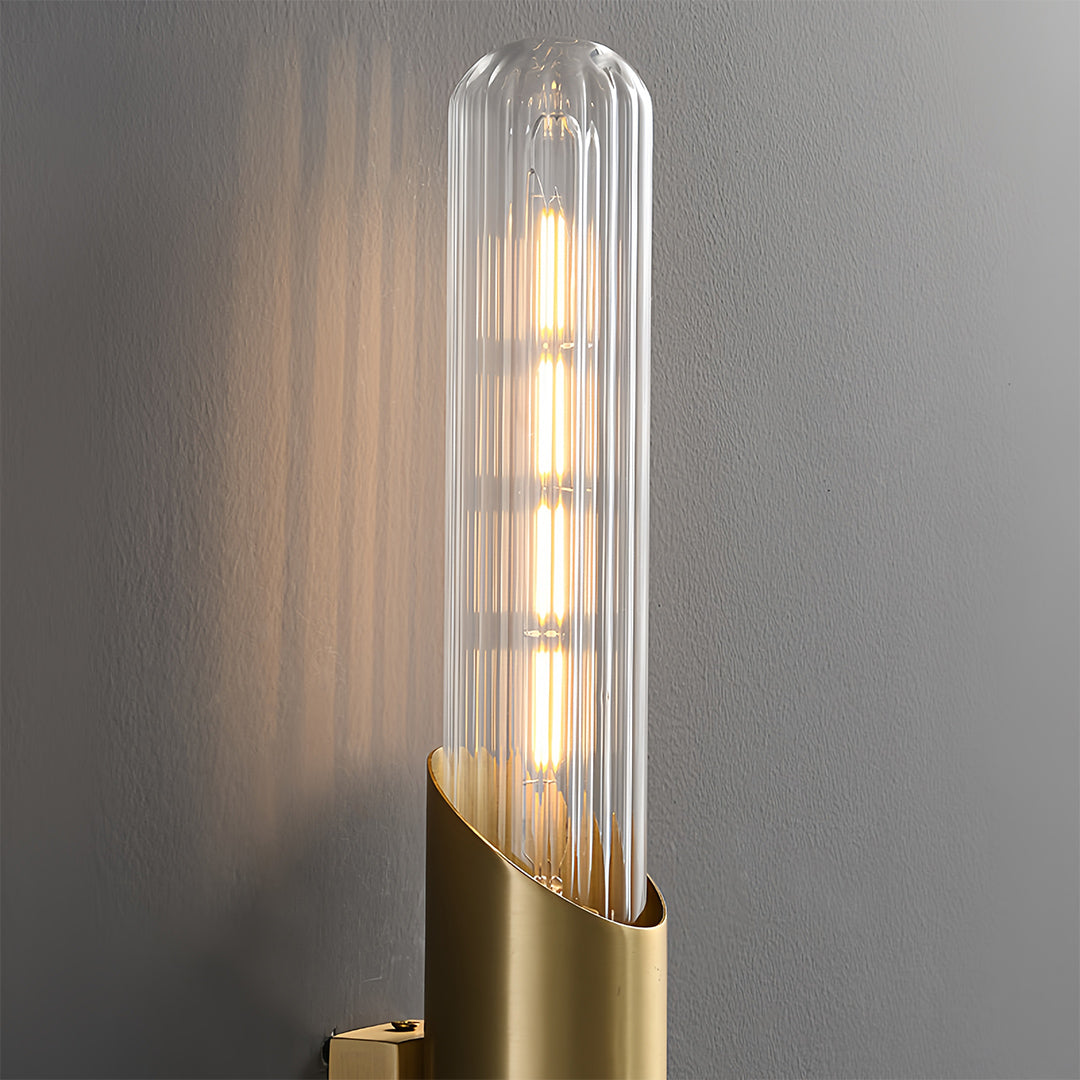 Close-up of up down wall lights, showcasing the intricate design and dual-directional illumination.