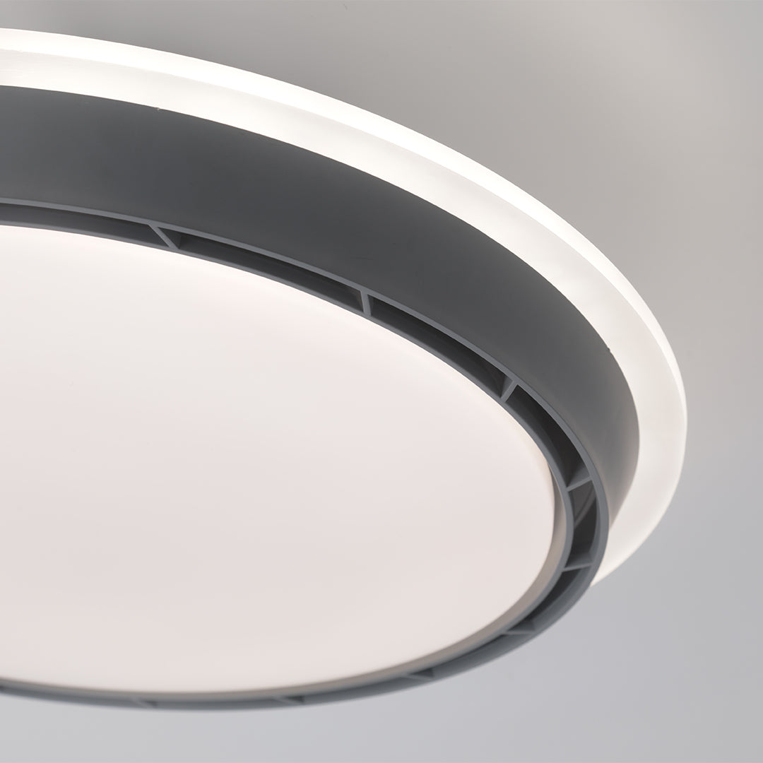 Close-up of ceiling light with hidden fan, detailed view of modern design and lighting