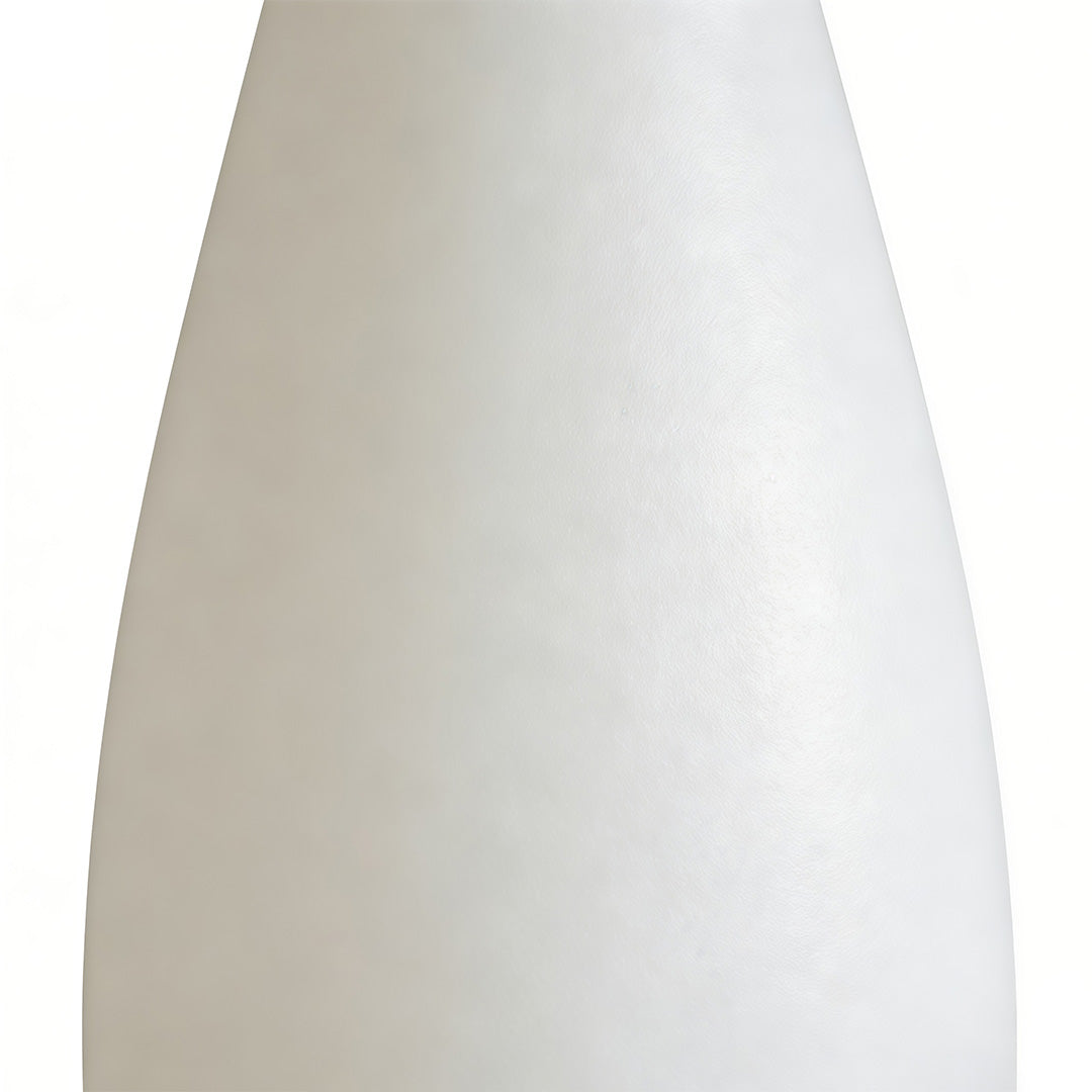 Modern teardrop outdoor decorative white light showcased in clean white background.