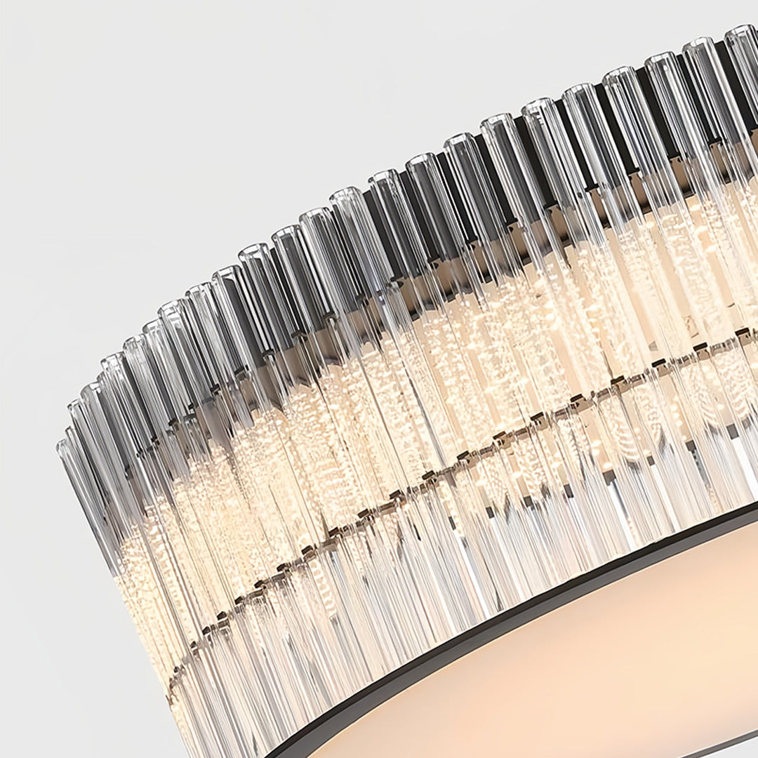 Close-up detail of round wall light showing premium brass finish and quality glass craftsmanship