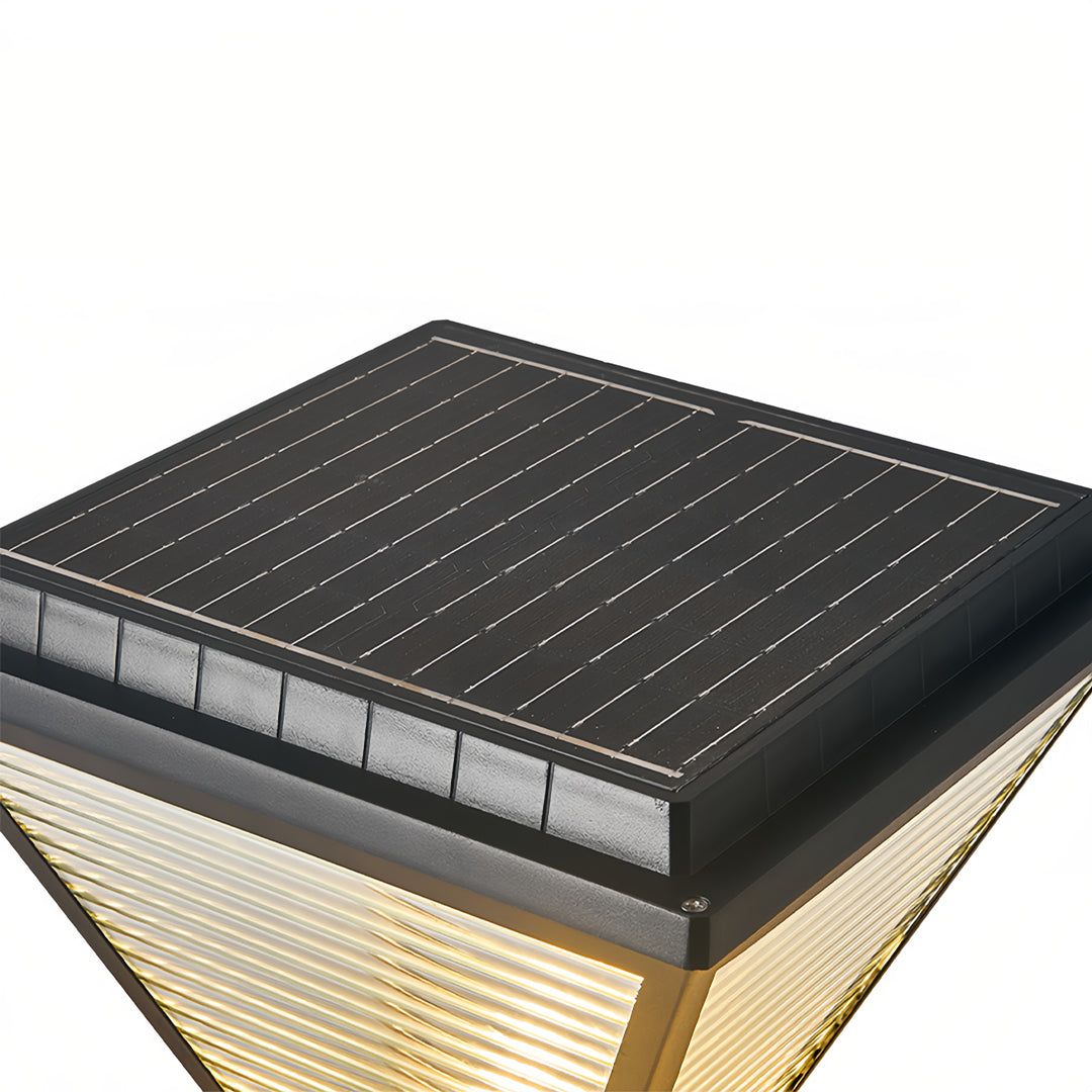 Close-up top view of pillar lights led showing textured black surface.