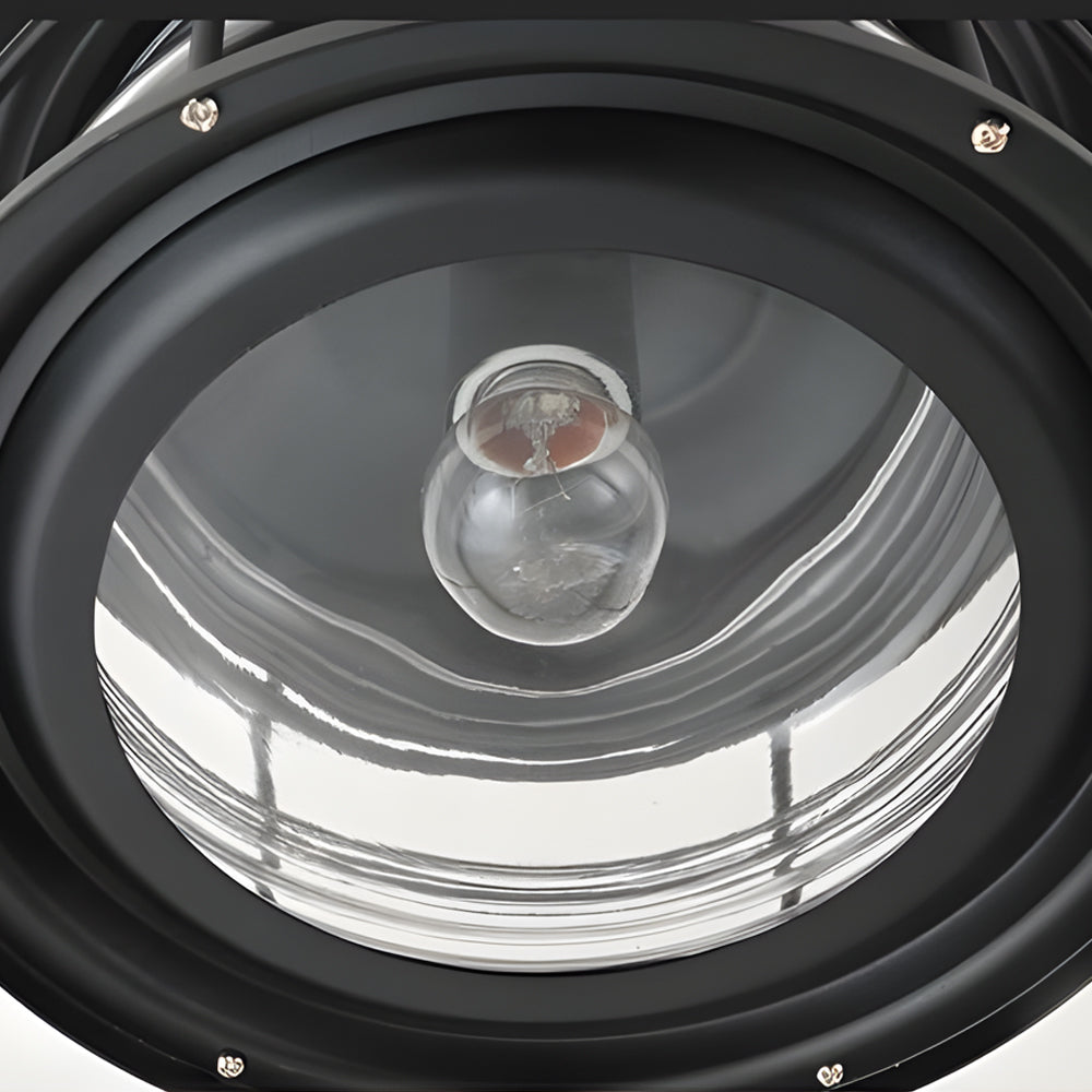 Close-up of coastal semi flush mount ceiling light lens showing diffused lighting technology and weather-resistant construction