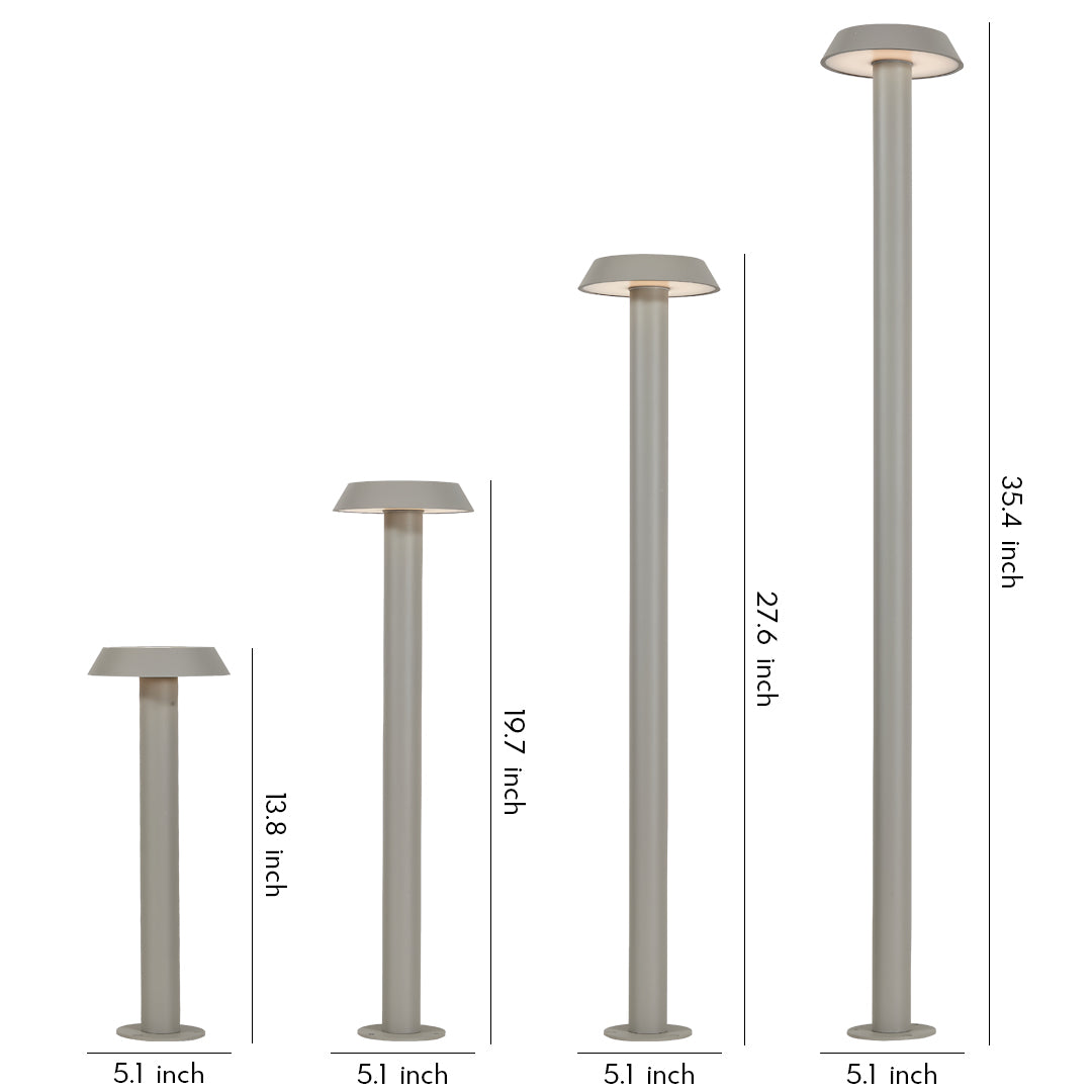 A collection of slim modern path lighting LED fixtures displayed in multiple heights on a clean white background.