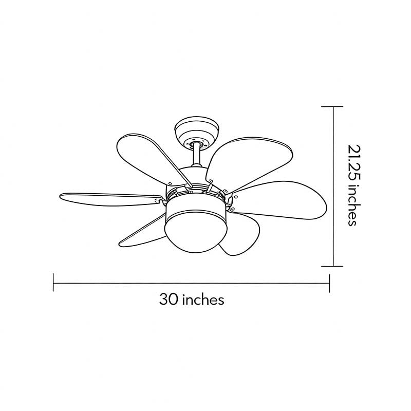 Technical diagram showing dimensions and structure of colored fan with light models.