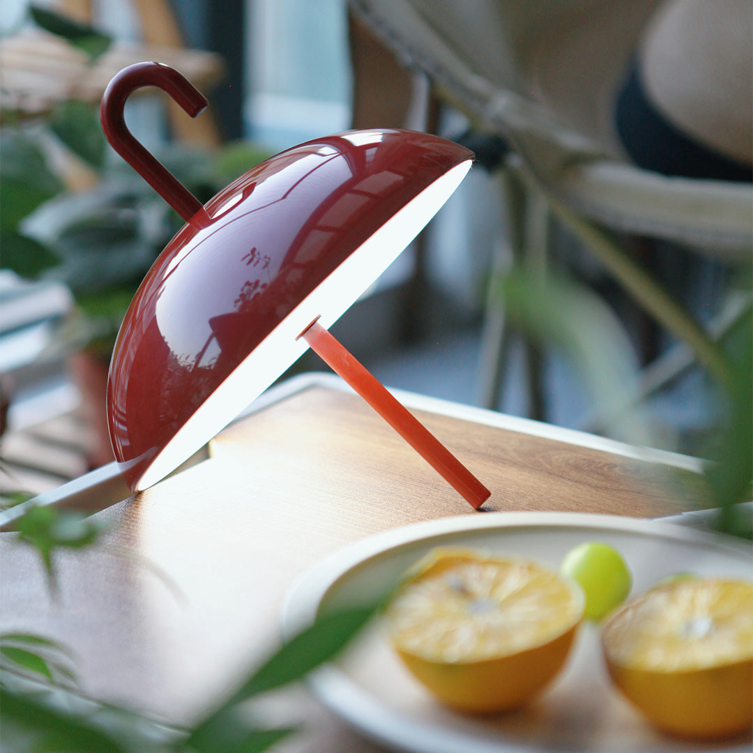 Colorful USB rechargeable table lamp collection showing dining table ambient lighting setup