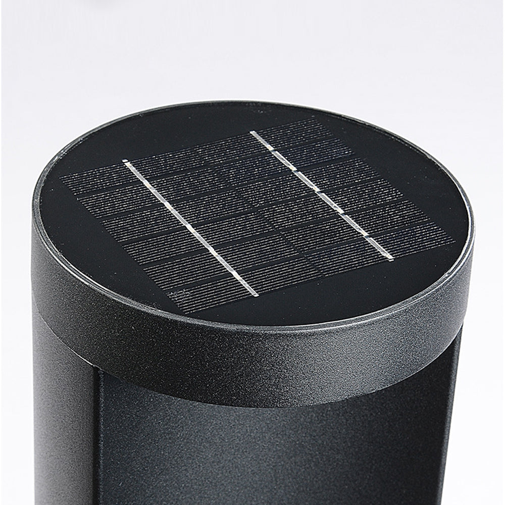 Commercial LED bollard lights with a close-up of their cylindrical structure.