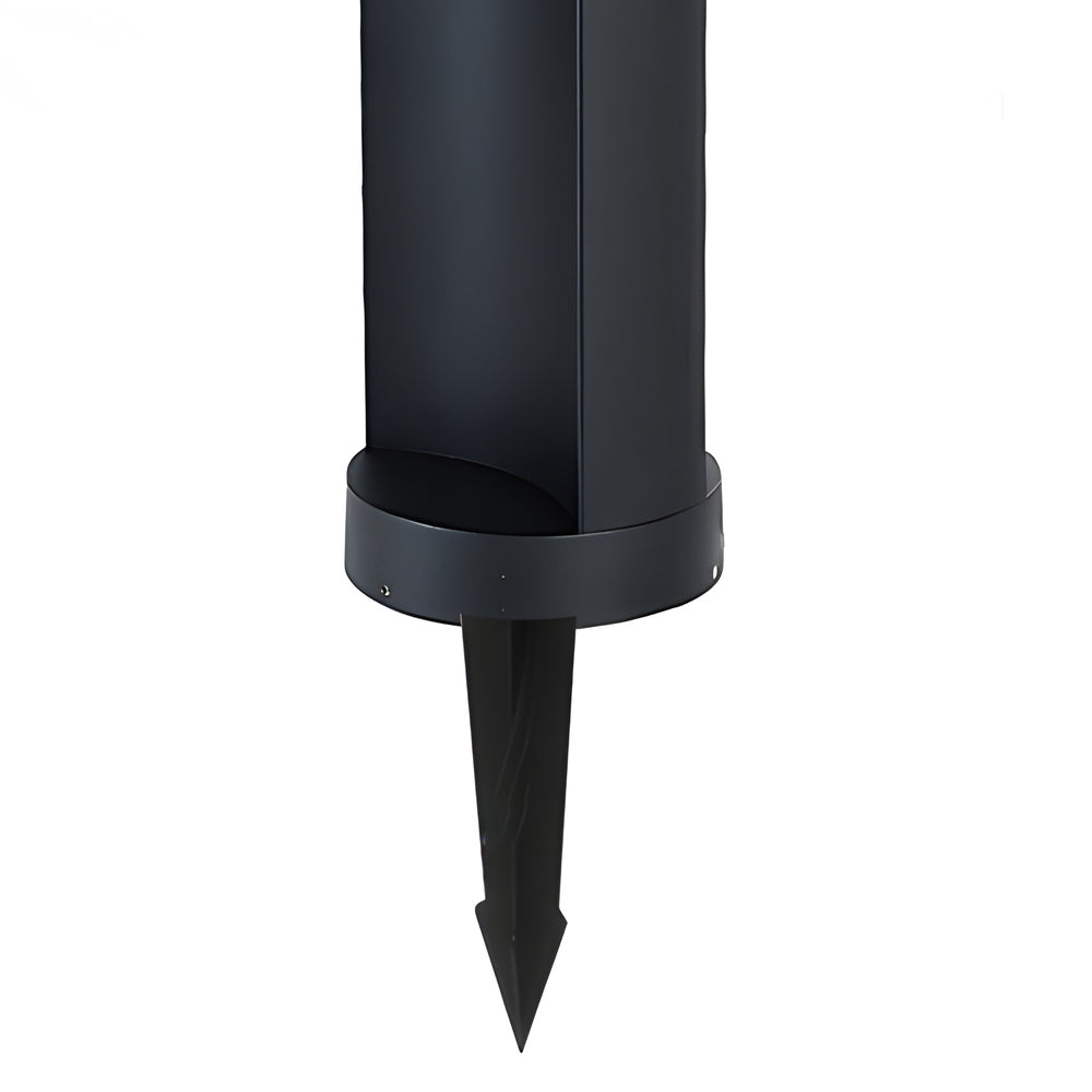 Commercial LED bollard lights illuminating a cozy outdoor seating area.