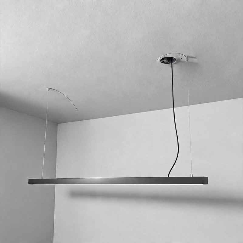 Commercial linear pendant lighting offers energy-efficient LED rectangular lights, perfect for modern offices, conference rooms, and retail displays.