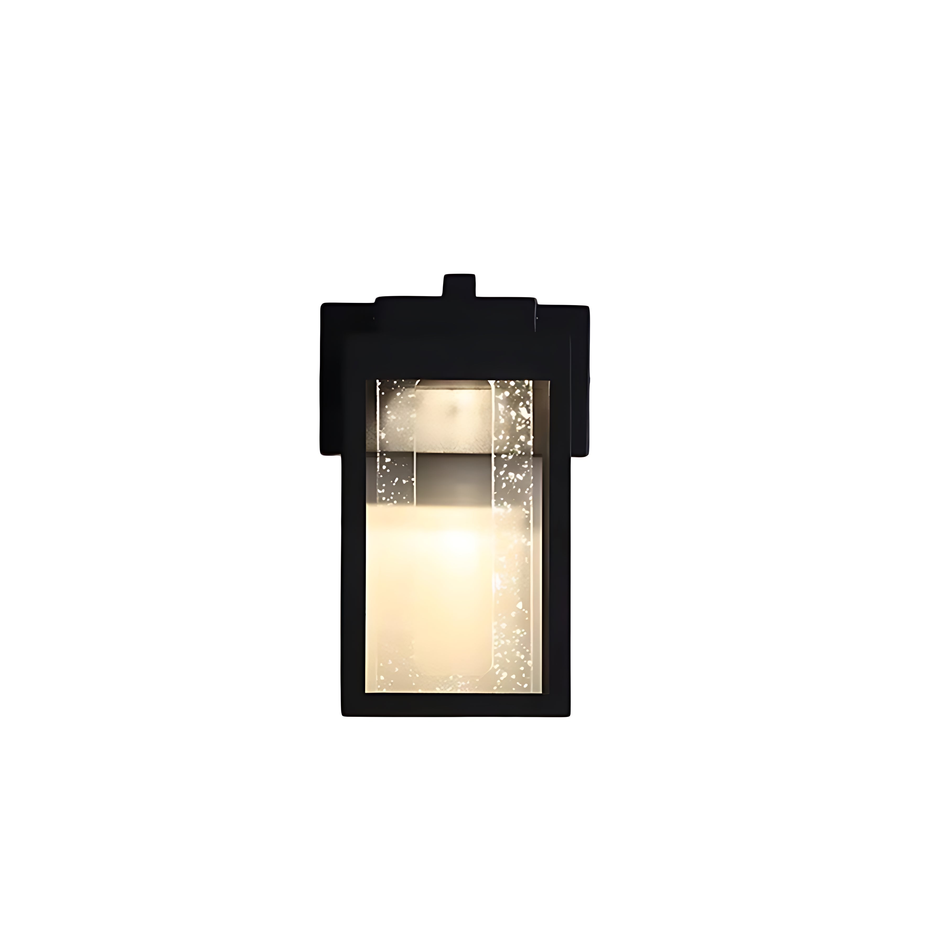 Compact black outdoor sconce with clear glass panel for minimalist lighting