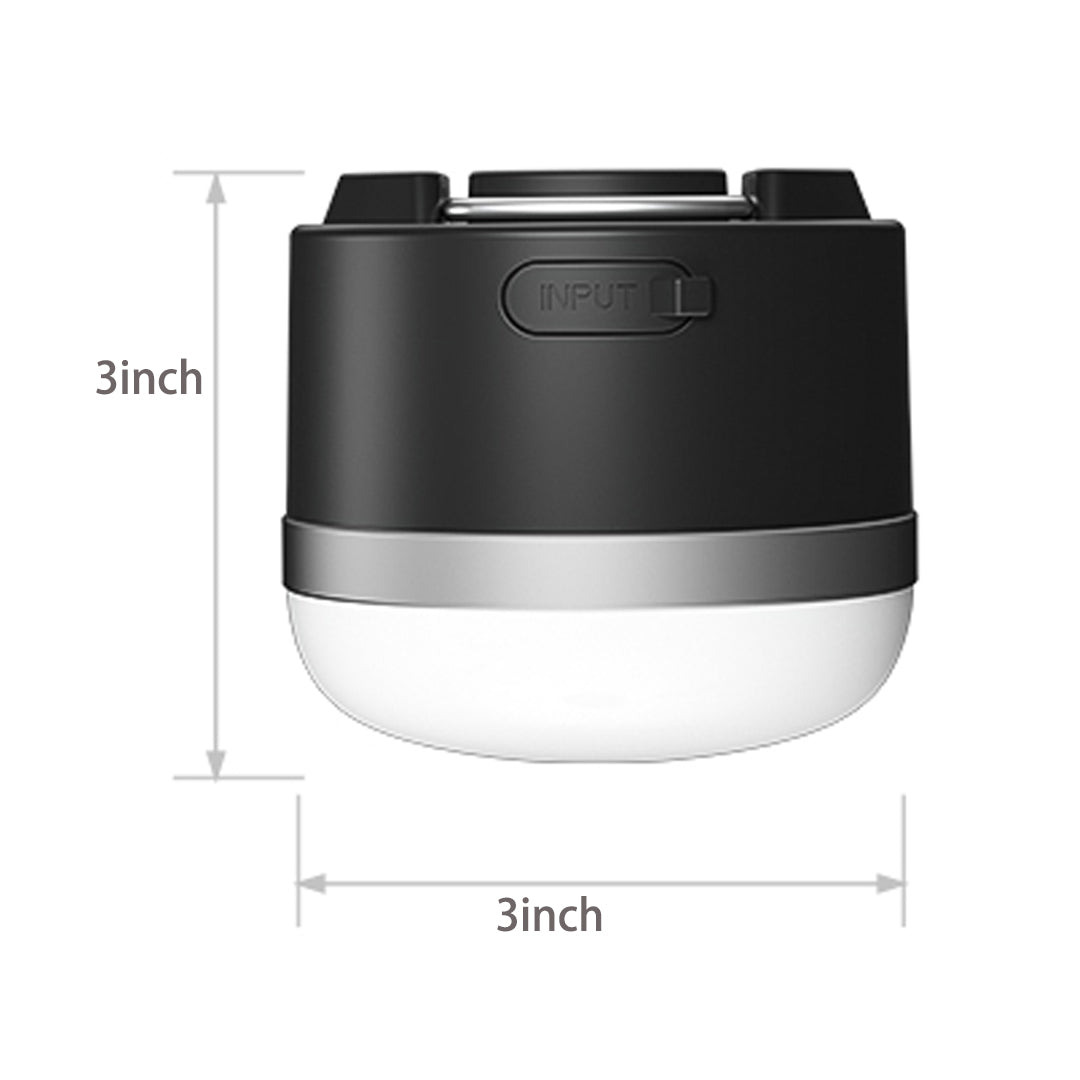 Compact 3-inch diameter camping light with white housing and portable design for travel