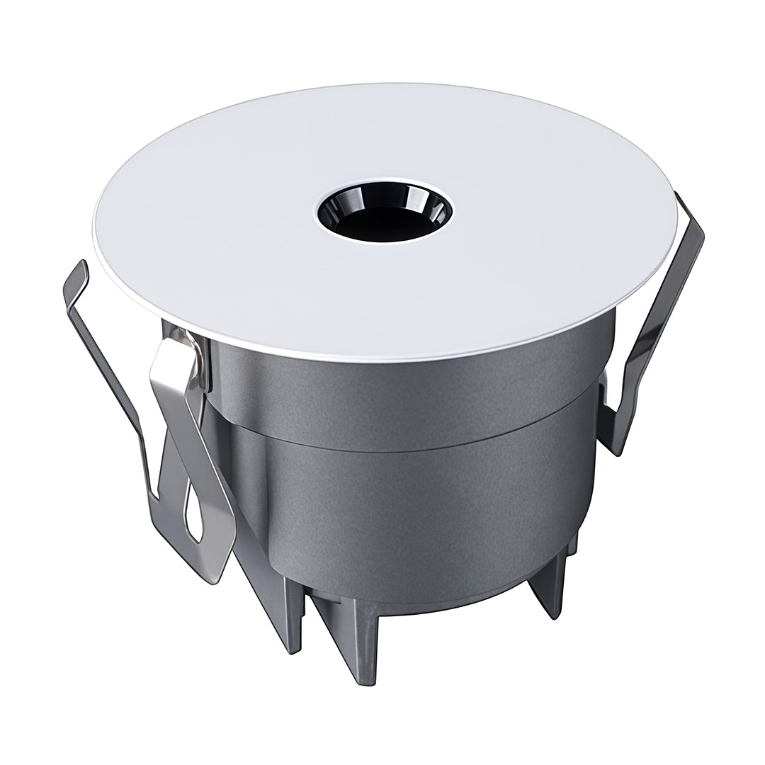 Compact LED recessed spotlight with white finish and integrated driver for seamless ceiling integration