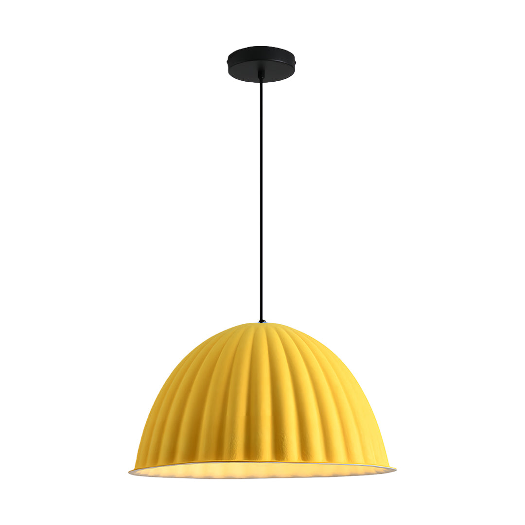 Comparison view showing the yellow color option of the dome pendant light alongside the core gray pendant light design.