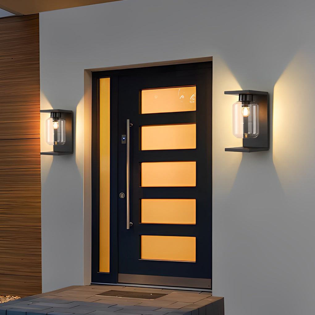 Compound wall lights outdoor with a close-up of their LED bulbs and structure.