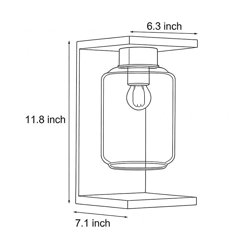 Technical diagram showing dimensions and structure of compound wall lights outdoor models.