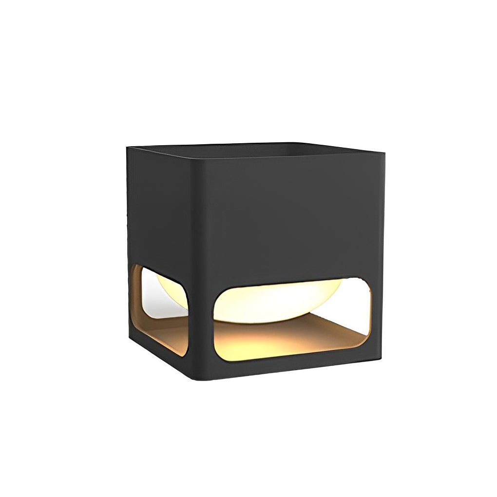Modern concrete pillar lights with a sleek black finish, displayed in a 3D perspective.