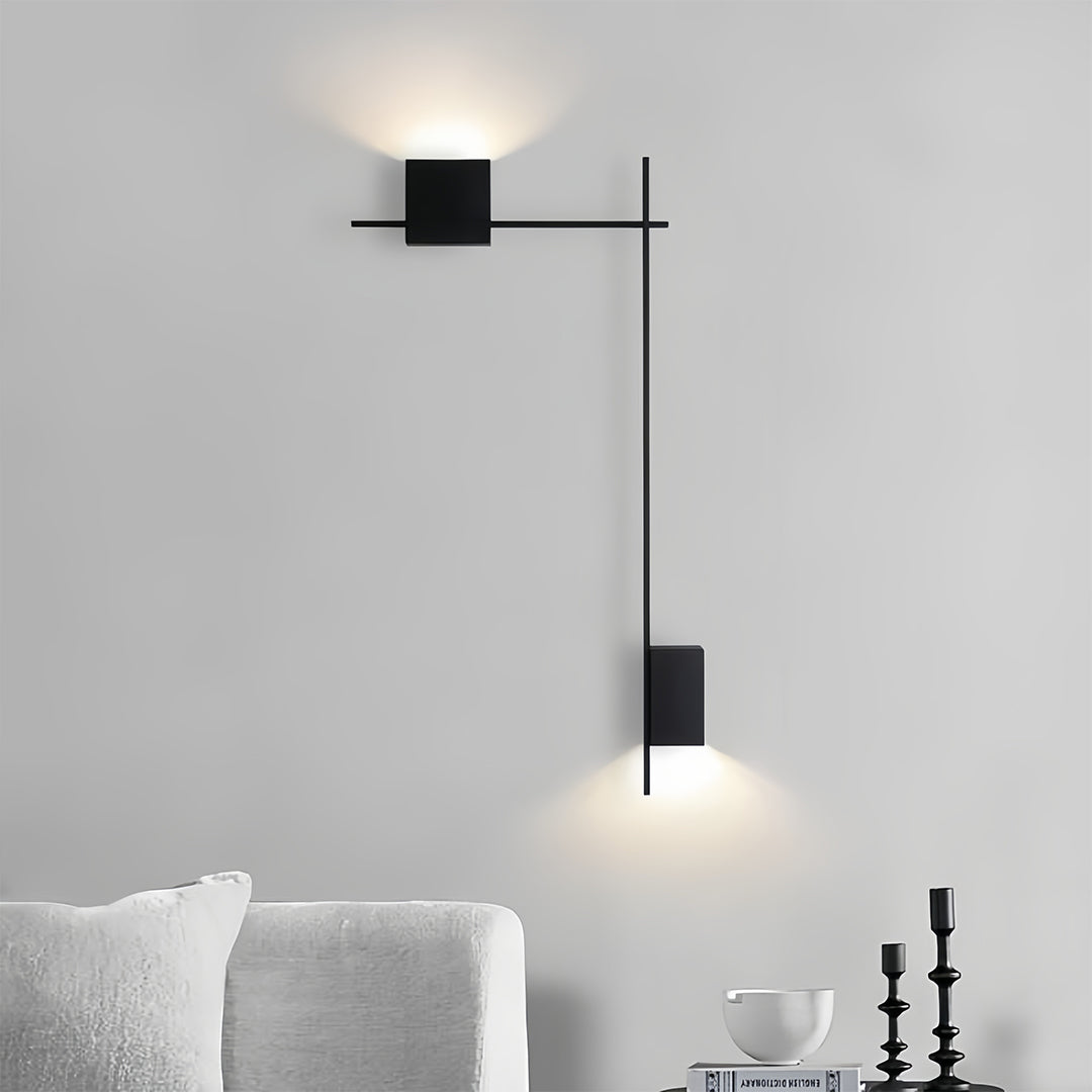 Minimalist decor wall lights illuminating concrete staircase with contemporary architectural design