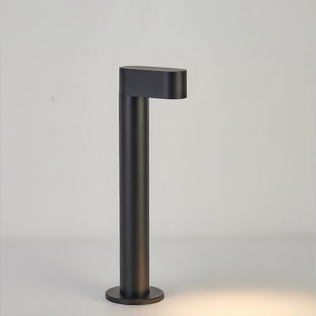 Professional LED path light fixture installed on concrete surface demonstrating urban lighting application