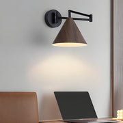 Cone Shaped Swing Arm Wall Sconces - 1 - Light Wood Wall Mount Light