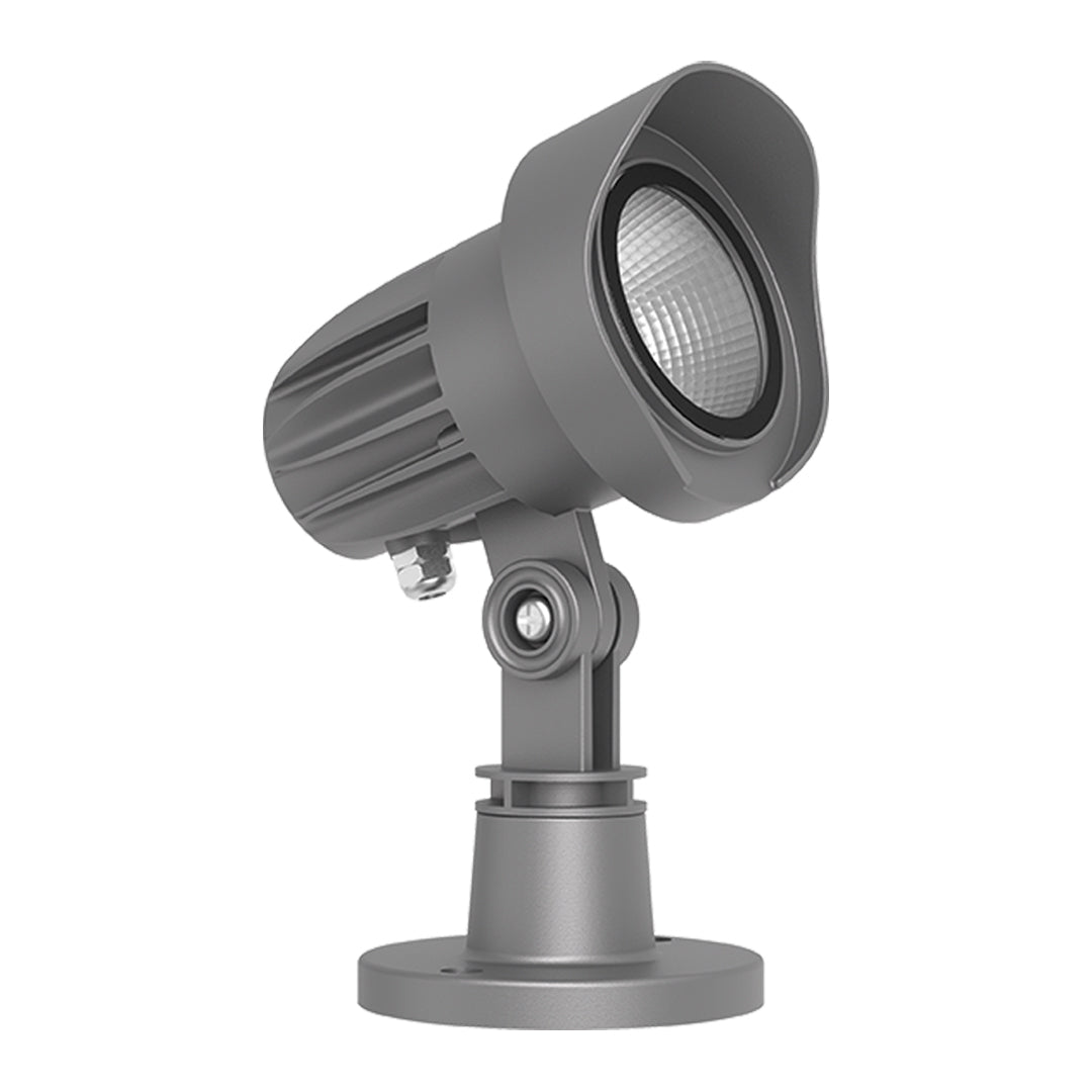 Modern gray conical hat spotlight light fixture with adjustable mounting base