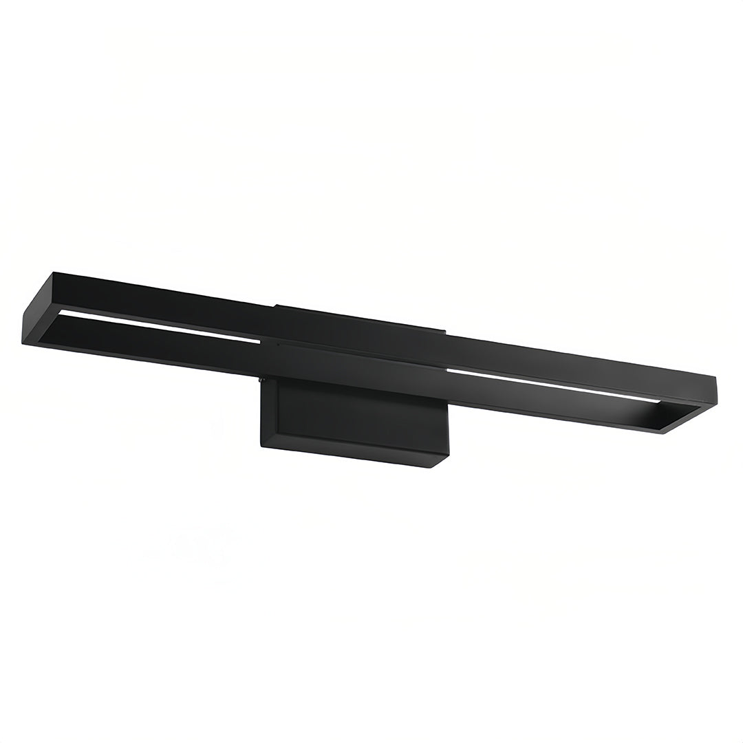 Modern black vanity bathroom light featuring horizontal LED bar with contemporary wall mount design
