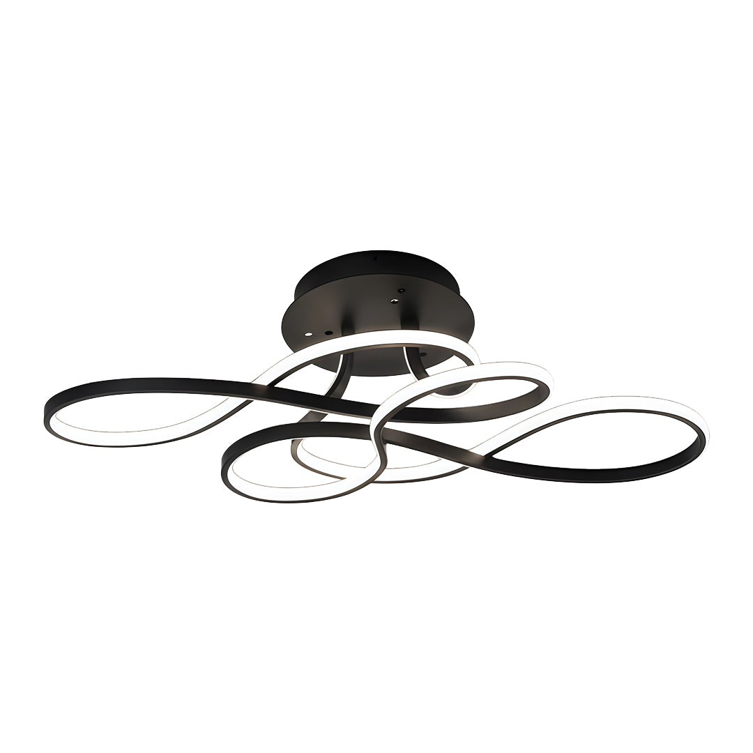 Contemporary black finish curve ceiling light for stylish interior decor.