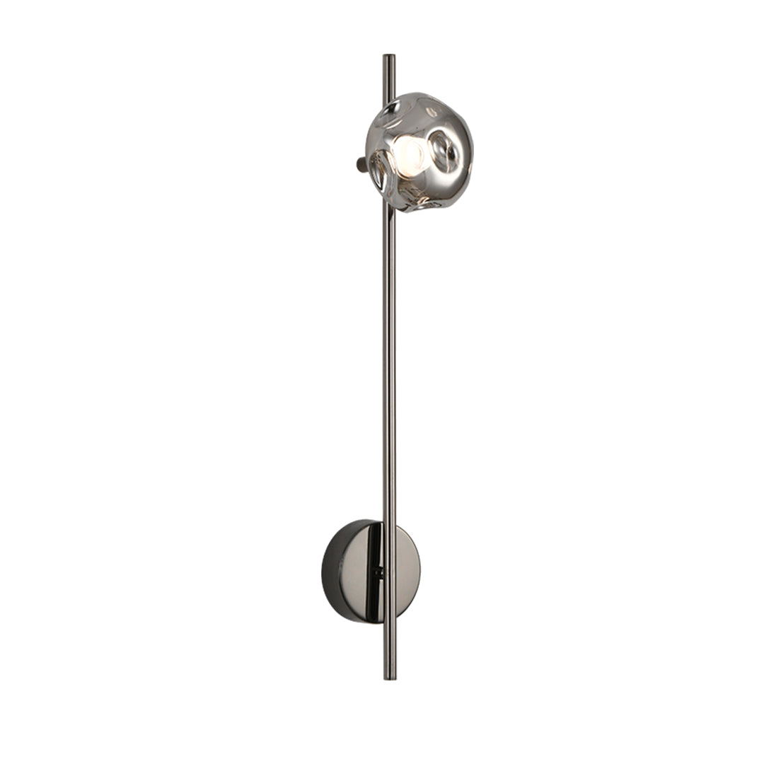 Contemporary indoor wall mounted lights with black finish and transparent spherical glass shade