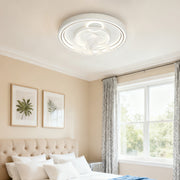 Contemporary Ceiling Fans with Light White Finish Round Design Lamp
