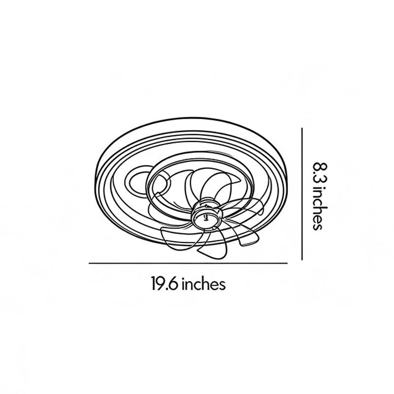 Contemporary ceiling fans with light dimension diagram showing a 19.6-inch diameter and 8.3-inch height.