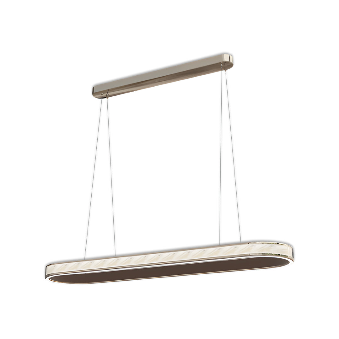 Slim contemporary crystal pendant lighting with soft metallic finish and clean suspended wires.