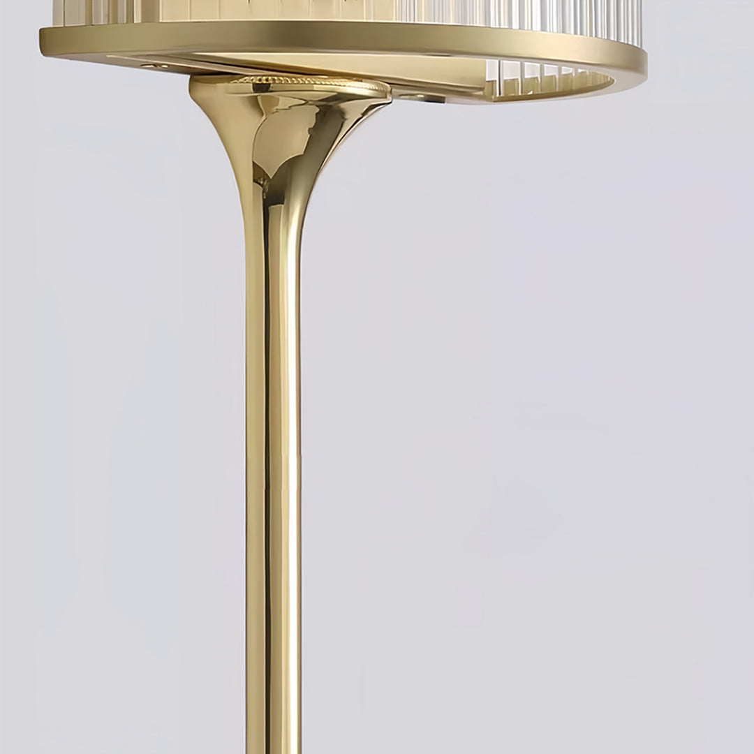 Luxurious crystal light pendants featured in contemporary dining room with striking crystal tube design and warm illumination