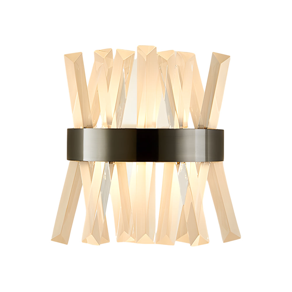 Contemporary crystal wall sconces dimensions, front view with size specifications.