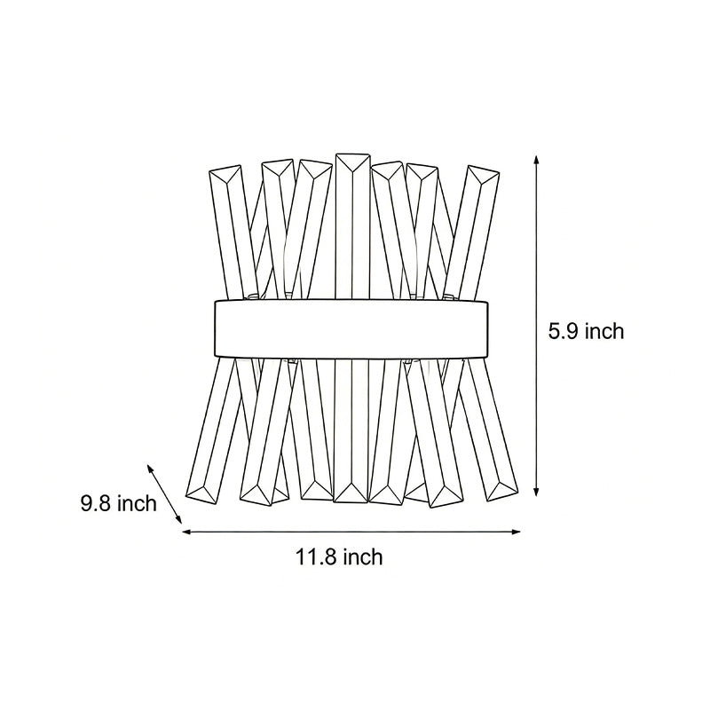 Line drawing of contemporary crystal wall sconces dimensions, providing installation specifications.