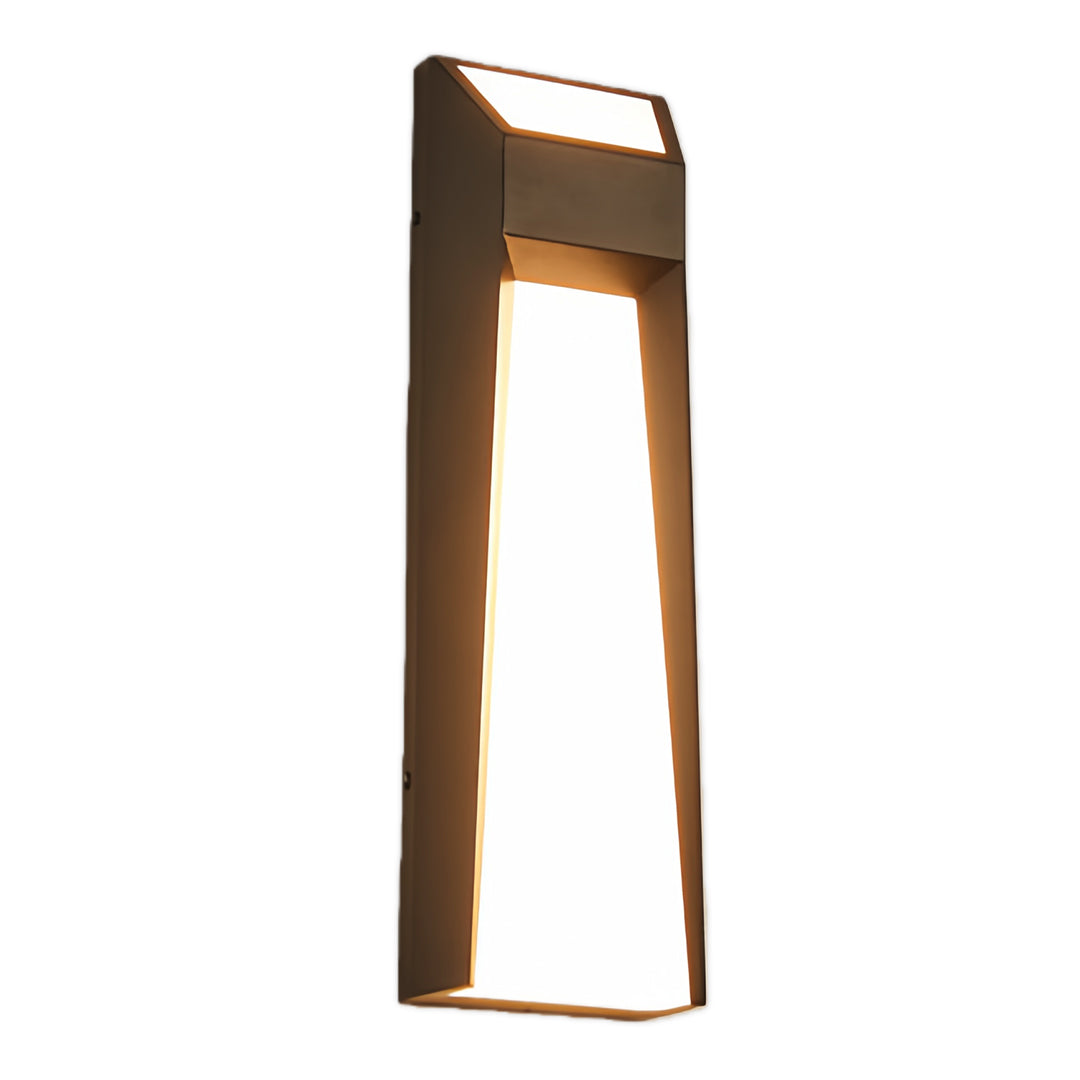 Contemporary extra large outdoor wall lights showcasing elongated rectangular form with natural wood and white diffuser