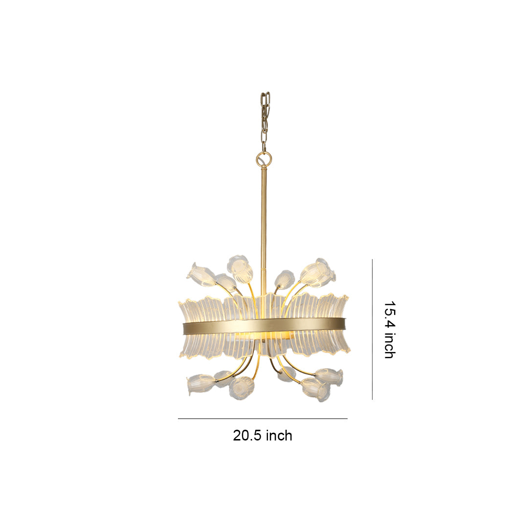 Elegant gold blossom chandelier with crystal details for luxurious interiors
